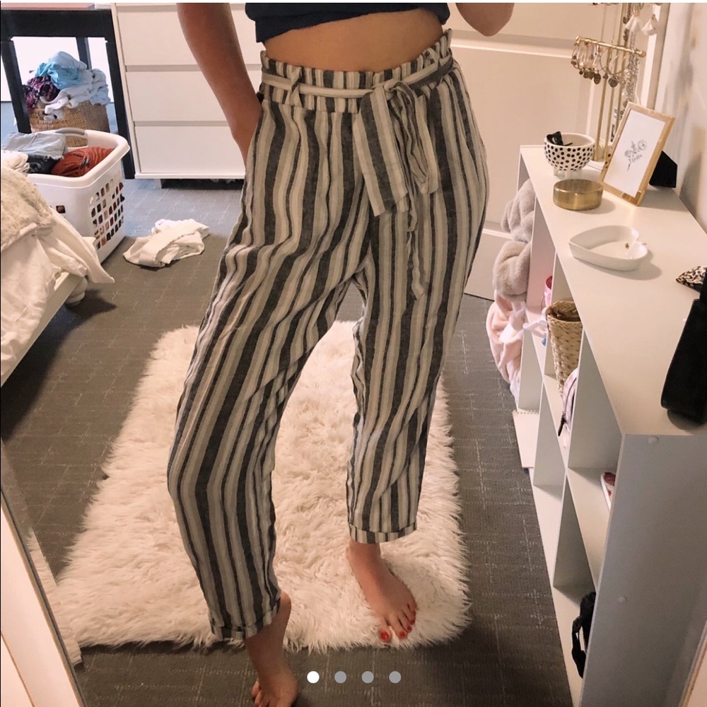 blue and white striped tie beach pants